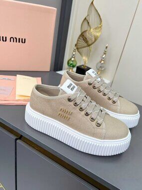 Miu Miu Canvas Mule Platform Sneakers